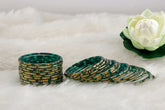 Cadmium Green Glass Bangles Golden Carved Cuts Festive Wear