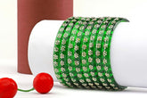 Green Glass Kada with Floral Beads for Women