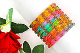Multicolor Glass Kadas with Red & Golden Beads