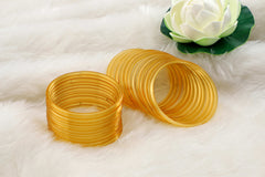 Yellow Glass Bangles (Set of 24)