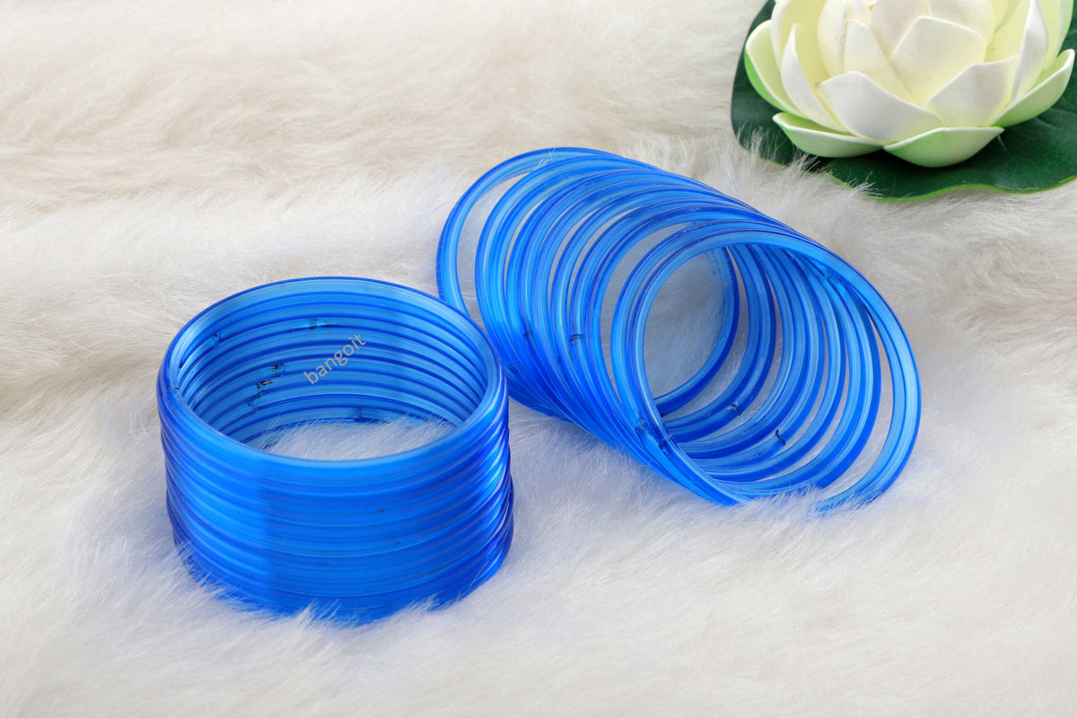 Blue Glass Bangles (Set of 24)