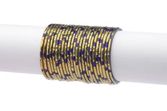 Blue Glass Bangles with Everlasting Golden Finish – Set of 24 + 4 Extra