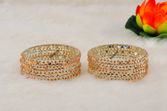 Golden Glass Kadas with Beads (Set of 8)