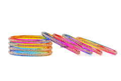Multicolor Glass Kadas with Center-Line Beads – Set of 8