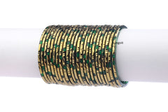 Pure Green Glass Bangles with Enhanced Shade & Everlasting Golden Polish – Pack of 24 + 4 Extra