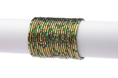 Pure Green Glass Bangles with Rich Golden Polish & Shaded Base – Pack of 24 + 4 Extra