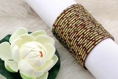 Pure Red Glass Bangles with Deep Shade & Everlasting Golden Finish – Pack of 24 + 4 Extra
