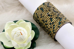 Radium Glass Bangles with Red-Tinted Glow & Everlasting Golden Polish – Pack of 24