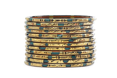 Radium Glass Bangles with Red-Tinted Glow & Everlasting Golden Polish – Pack of 24