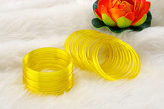 Yellow Transparent Glass Bangles – Pack of 24