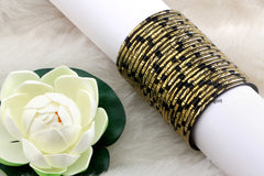 Black Purple Glass Bangles Red Shade Golden Carved Cuts