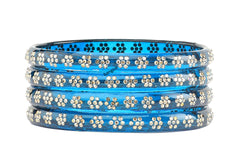Blue Glass Kada with Floral Beads for Women