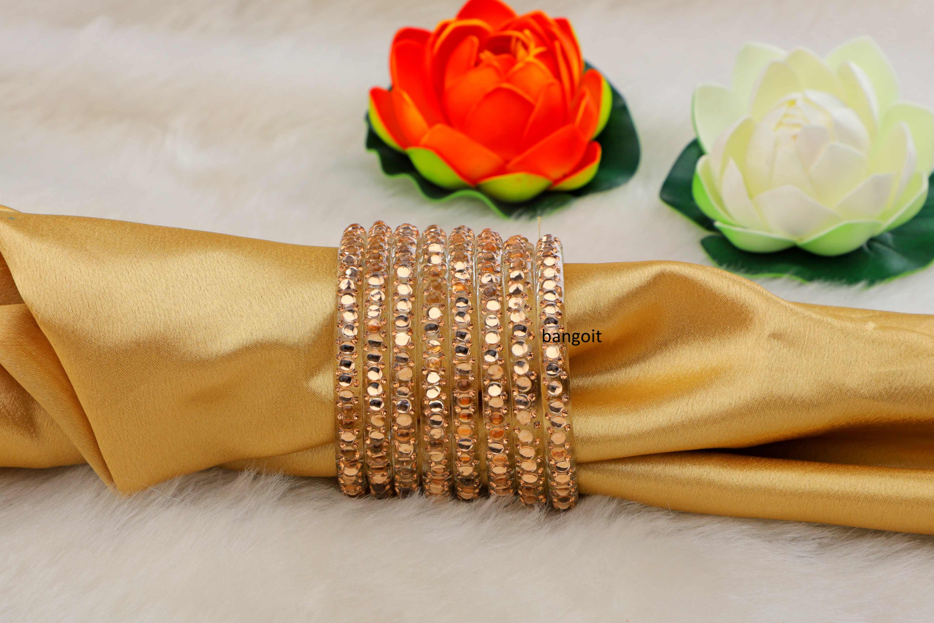 Golden Glass Kadas with Beads
