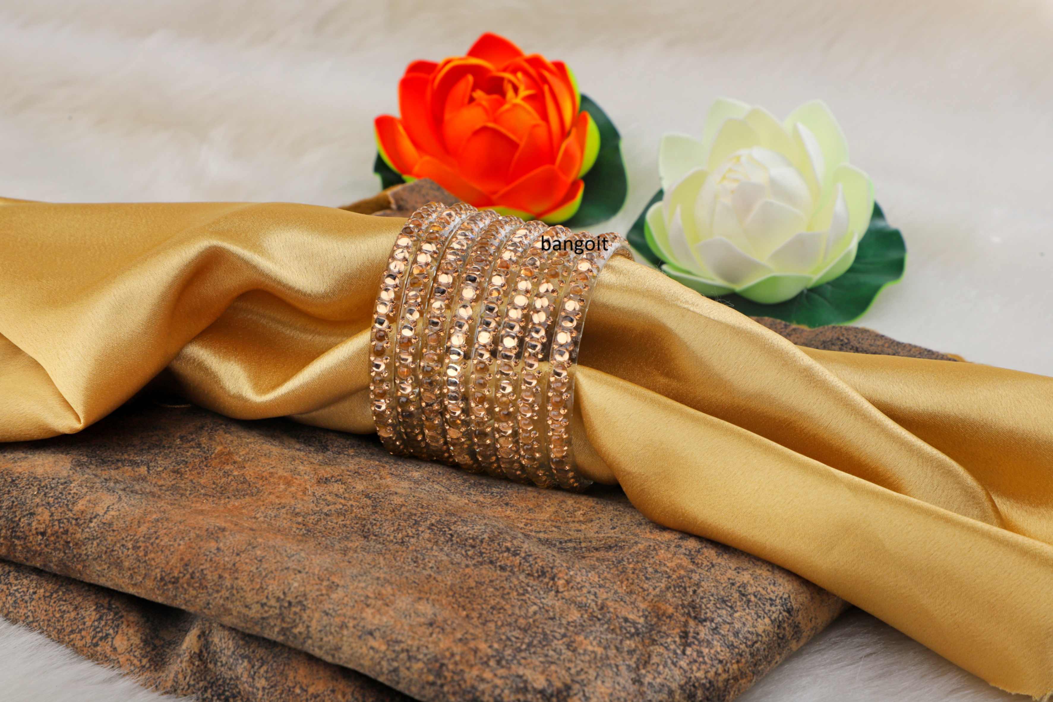 Golden Glass Kadas with Beads