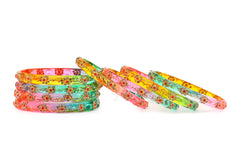 Multicolor Glass Kadas with Red & Golden Beads