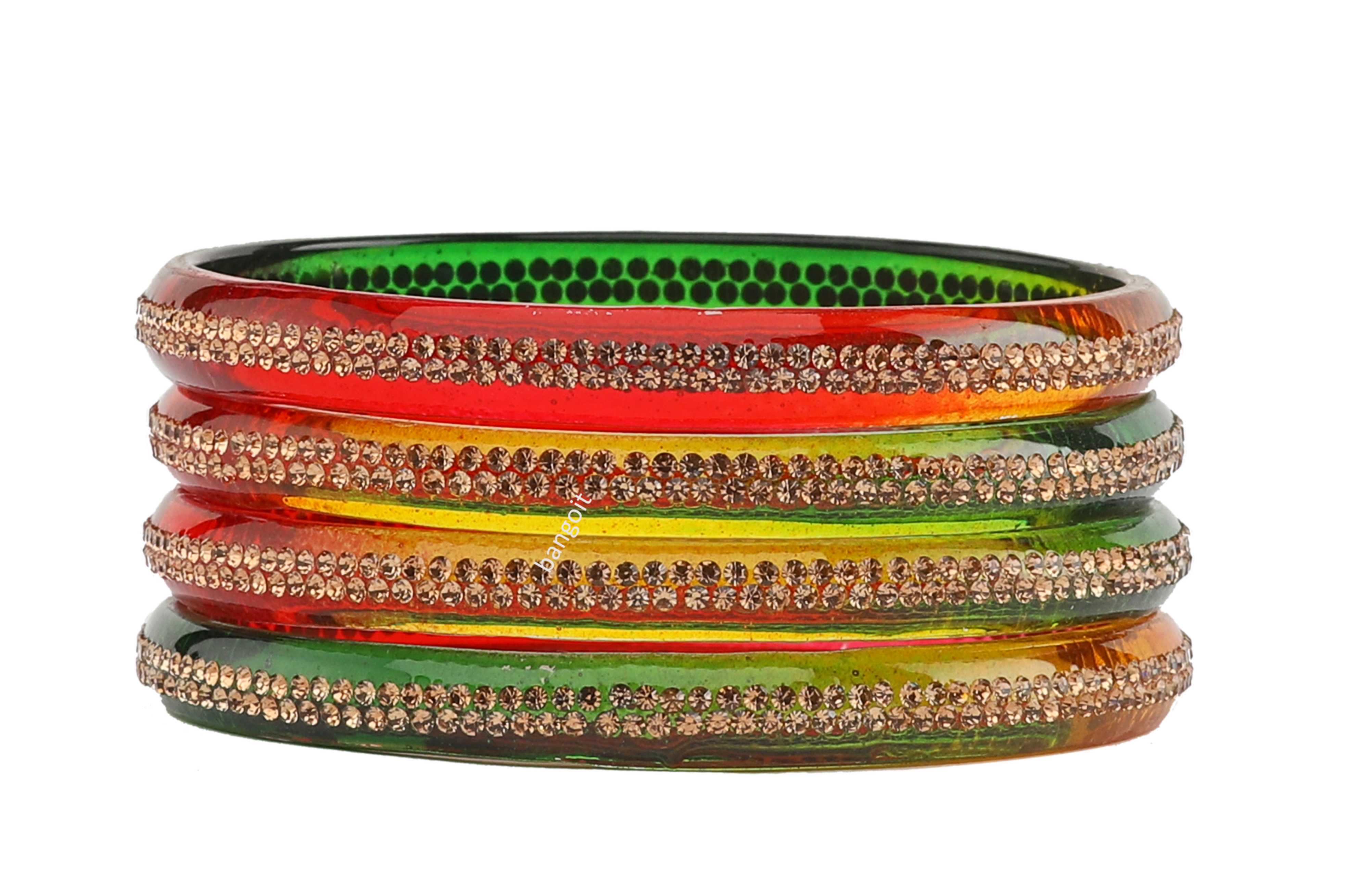 Multicolor Glass Kada with Center-Line Beads