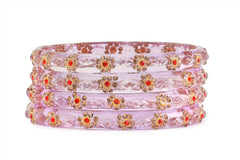 Purple Glass Kadas Golden Beads & White Accent