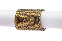 Red Glass Bangles Bright Red Shade Golden Carved Cuts